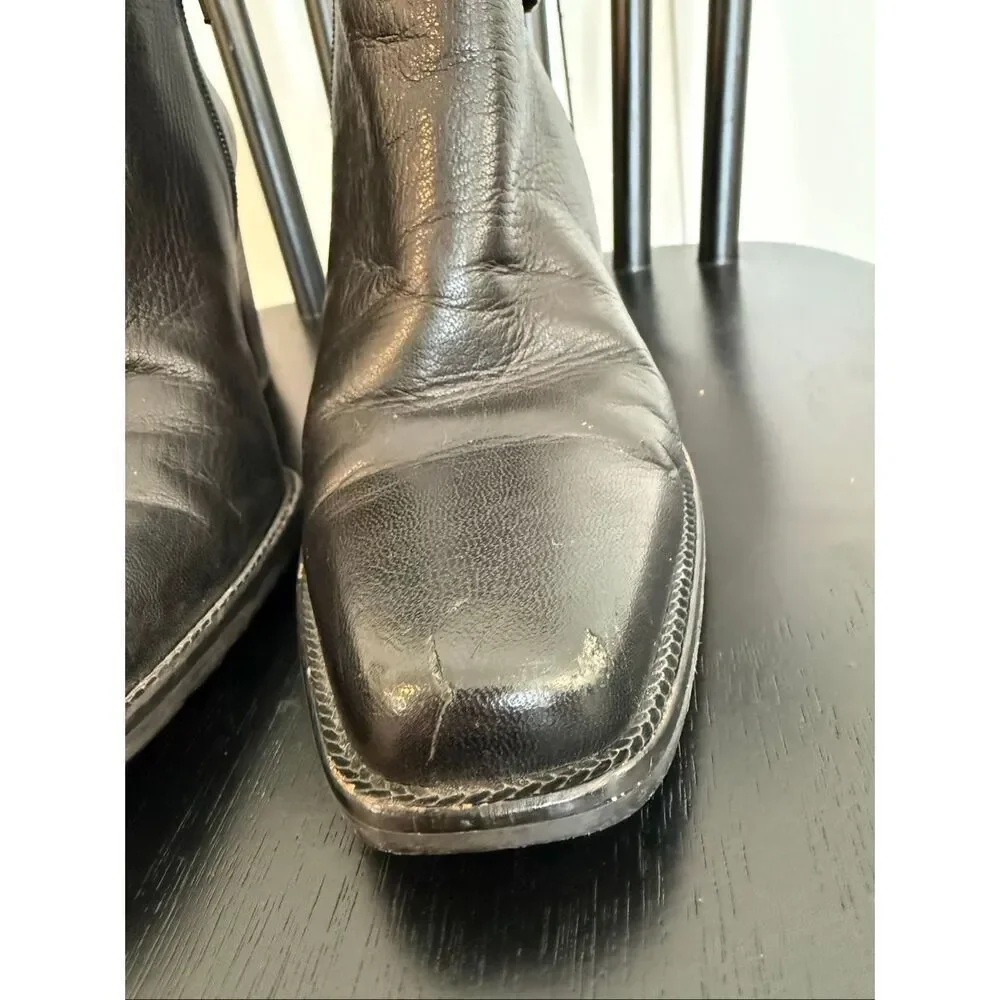 Stuart Weitzman black leather square toe bootie size 8.5